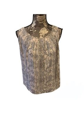 ANN TAYLOR PETITE Light Pink Snake Print Sleeveless Blouse size large petite